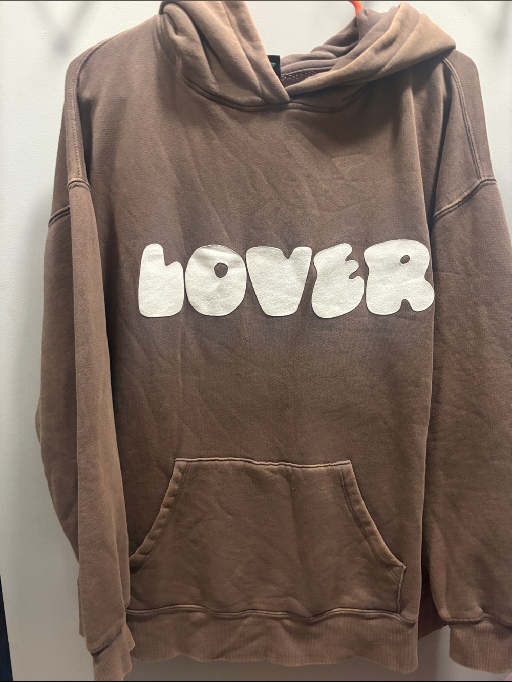 wild fable Brown Crewneck Hoodie with White "LOVER" Print